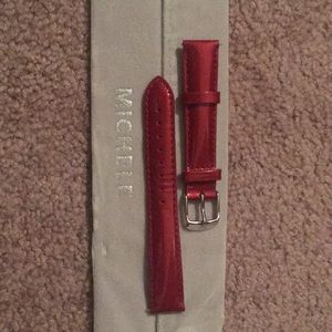 Cherry Red Patent Michele watch band.